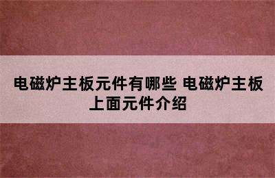 电磁炉主板元件有哪些 电磁炉主板上面元件介绍